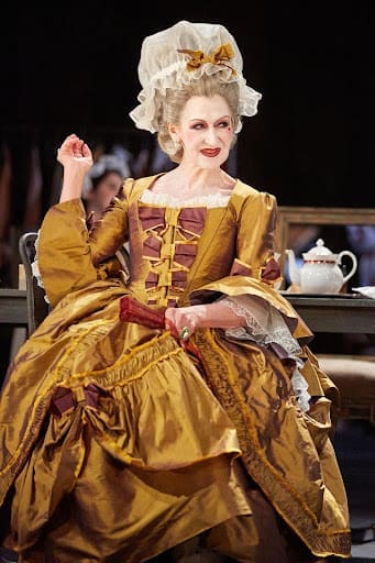 Julie Legrand as Mrs. Malaprop in The Rivals. Photo by Mark Douet.